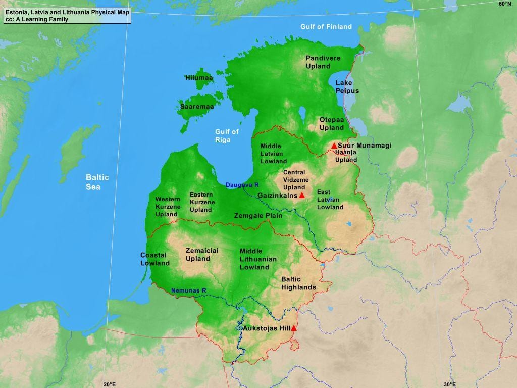地図のエストニアの物理