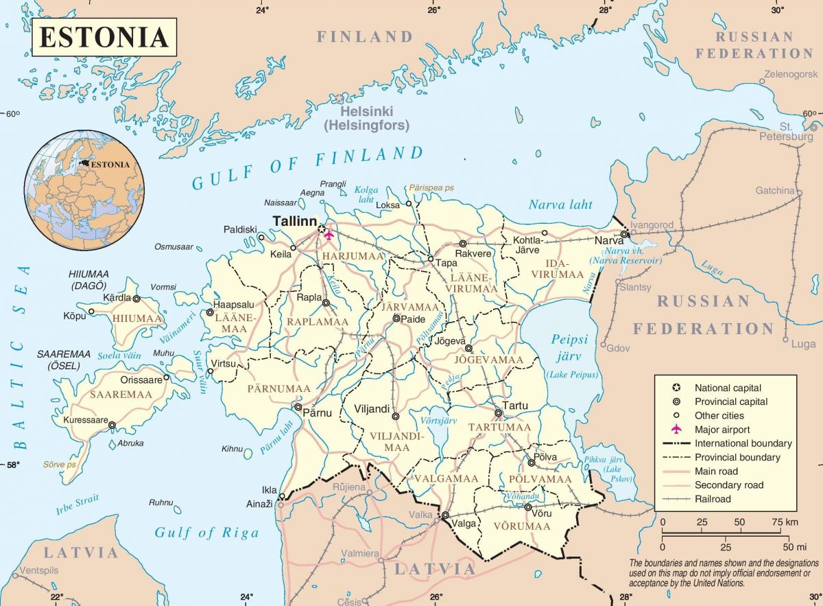 エストニアの地図