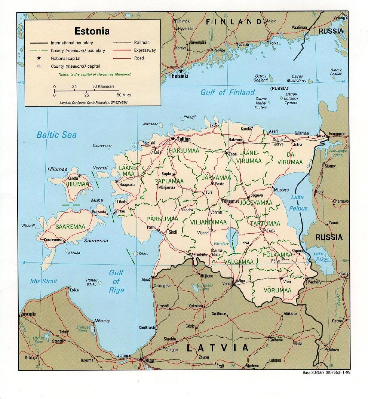地図のエストニアの地図の位置