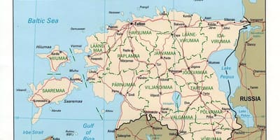 地図のエストニアの地図の位置